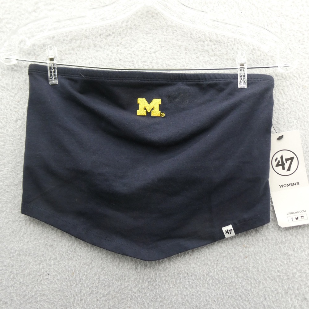 47 Brand Tube Top Women Small Michigan Wolverines Navy Blue Strapless Cotton